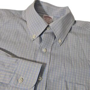 Brooks Bros Blue Dress‎ Shirt Mens M Madison Non-Iron EUC Oxford 15.5 34 Supima